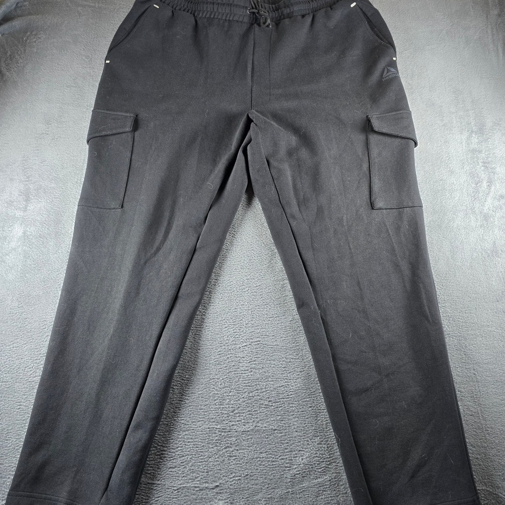 Reebok Mens 2XL Black Cargo Jogger Pants Elastic Waist Cotton Blend Stretch